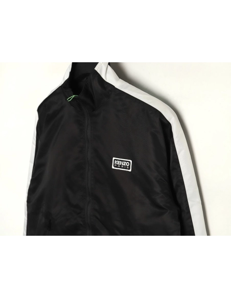 Kenzo black label white embroidery thin cotton stand collar jacket,Cheap Replica Reps Kenzo
