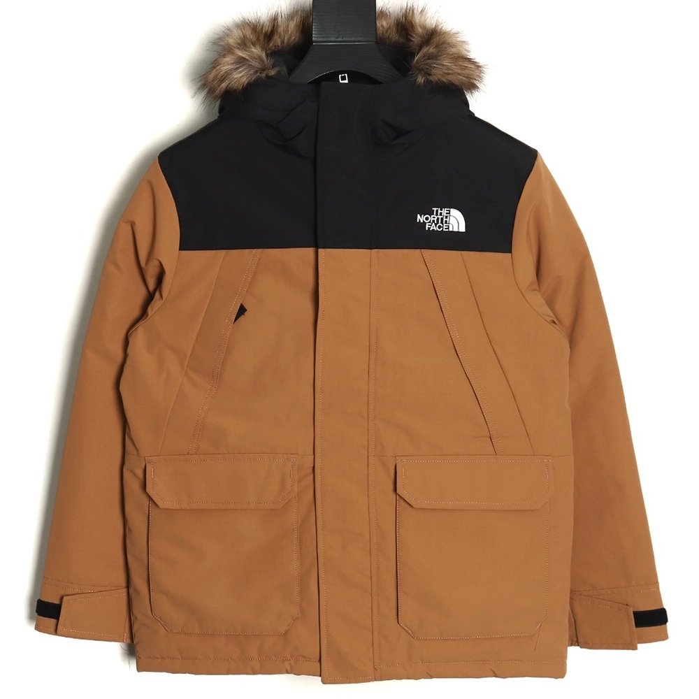 The North Face Logo Embroidered Hooded Fur Collar Down Jacket,Cheap Replica Reps The North Face