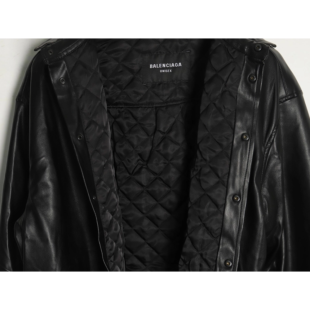 Balenciaga Parka Zip Hooded Leather Jacket,Cheap Replica Reps Balenciaga