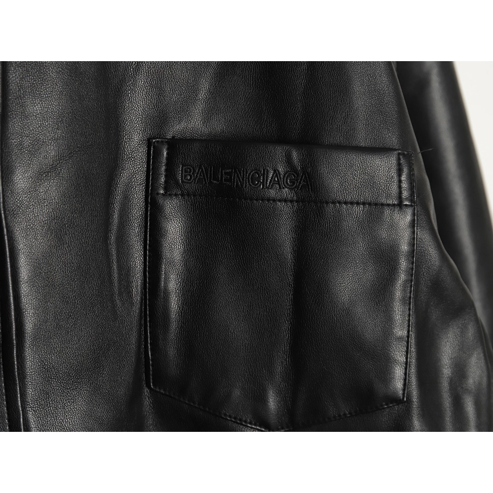 Balenciaga Parka Zip Hooded Leather Jacket,Cheap Replica Reps Balenciaga