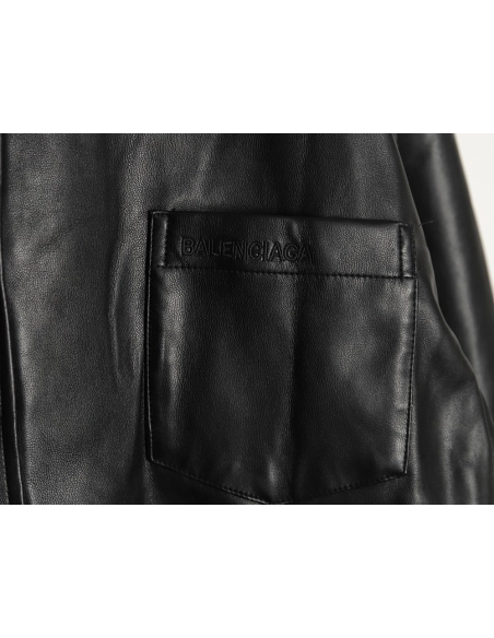 Balenciaga Parka Zip Hooded Leather Jacket,Cheap Replica Reps Balenciaga