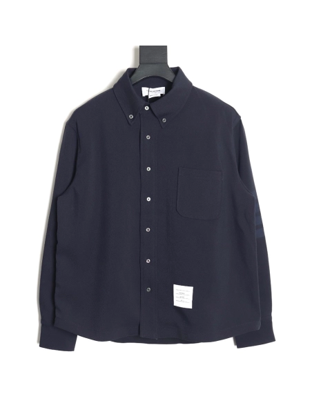 Thom Browne patchwork contrast shirt jacket TSK1,Cheap Replica Reps Thom Browne
