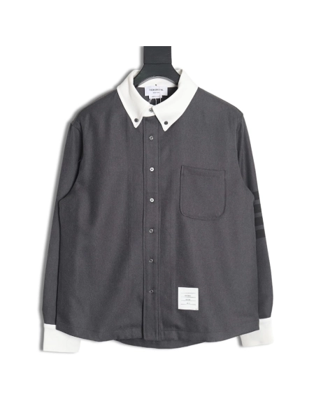 Thom Browne patchwork contrast shirt jacket,Cheap Replica Reps Thom Browne