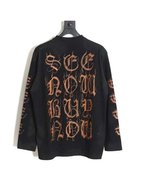 Balenciaga muddyed Sanskrit longsleeved Tshirt,Cheap Replica Reps Balenciaga