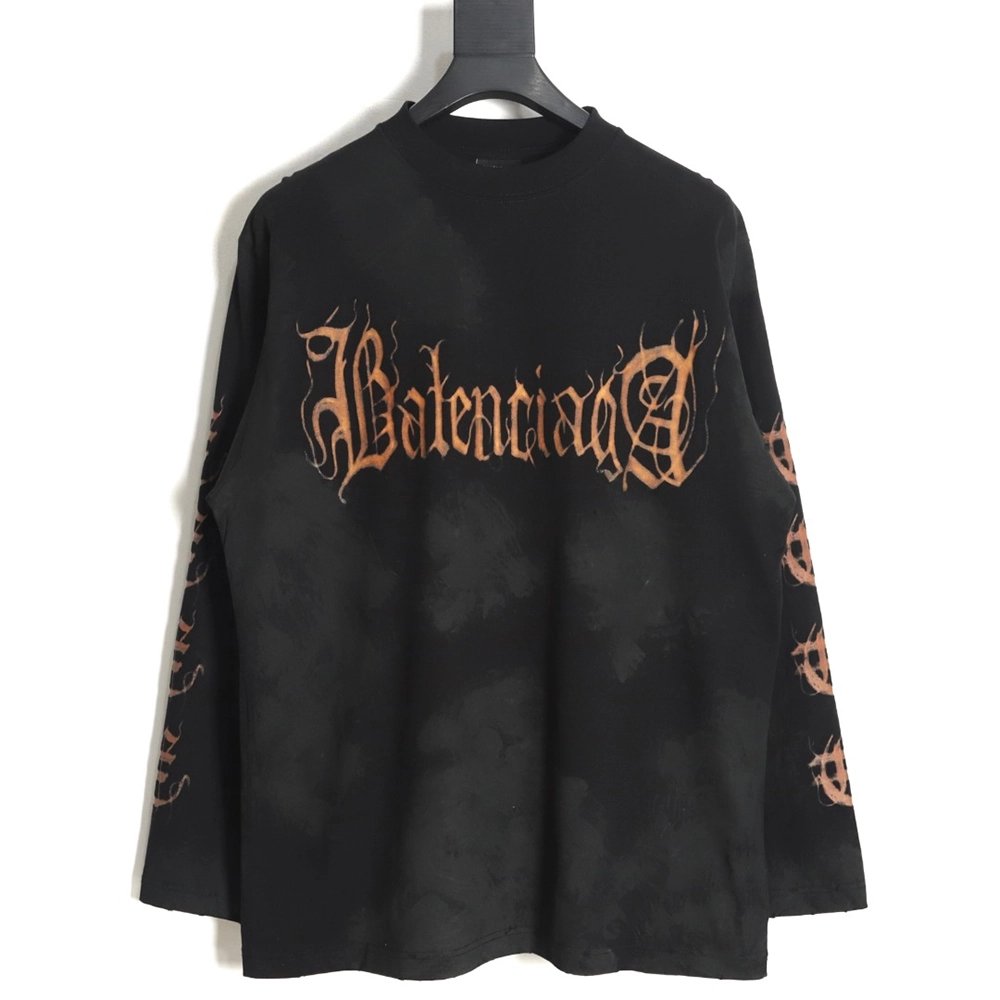 Balenciaga muddyed Sanskrit longsleeved Tshirt,Cheap Replica Reps Balenciaga