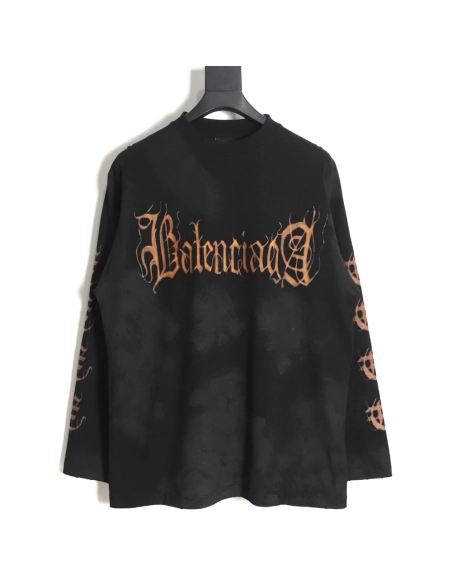 Balenciaga muddyed Sanskrit longsleeved Tshirt,Cheap Replica Reps Balenciaga