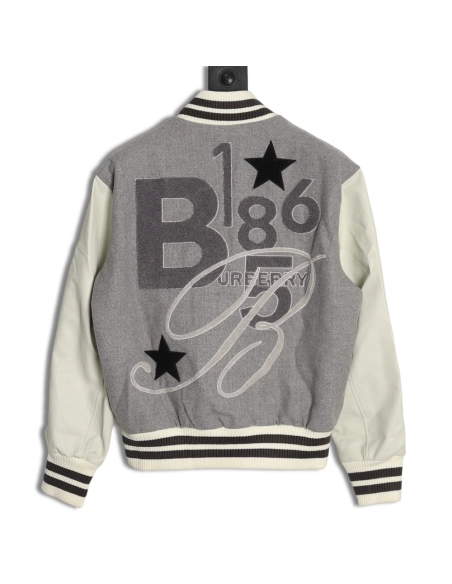 Burberry Grey Paneled Baseball Jacket,Cheap Replica Reps Burberry