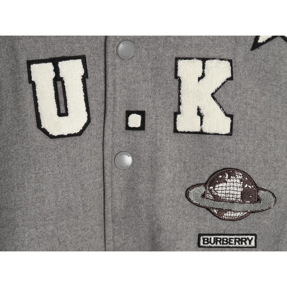 Burberry Grey Paneled Baseball Jacket,Cheap Replica Reps Burberry