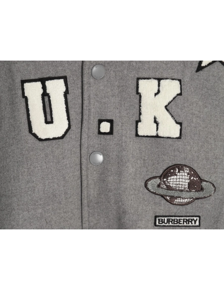 Burberry Grey Paneled Baseball Jacket,Cheap Replica Reps Burberry