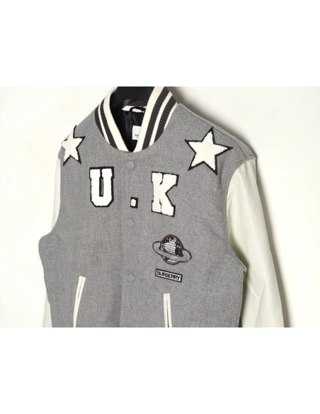 Burberry Grey Paneled Baseball Jacket,Cheap Replica Reps Burberry