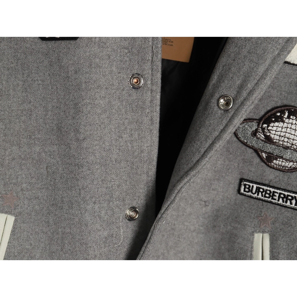 Burberry Grey Paneled Baseball Jacket,Cheap Replica Reps Burberry