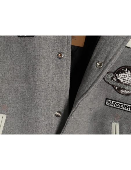 Burberry Grey Paneled Baseball Jacket,Cheap Replica Reps Burberry