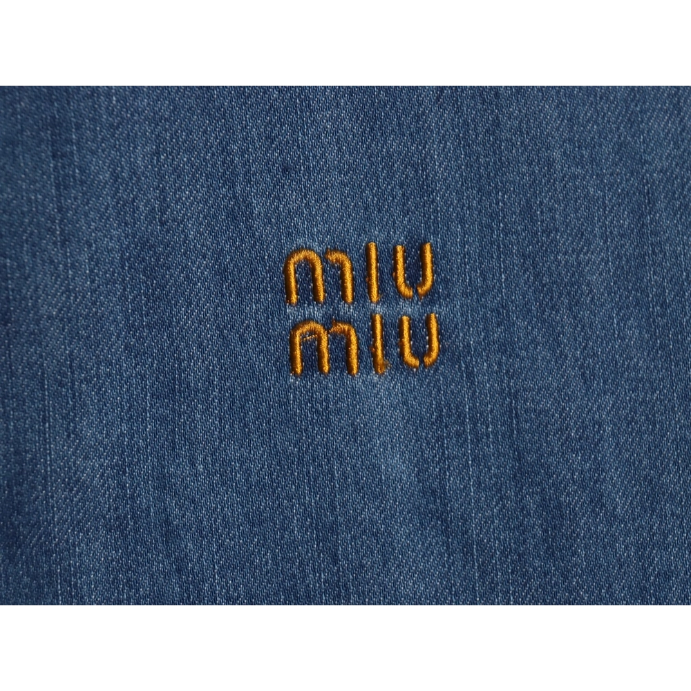 Miu Miu denim down jacket with embroidery,Cheap Replica Reps Miu Miu