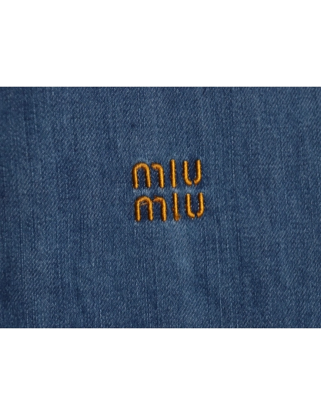 Miu Miu denim down jacket with embroidery,Cheap Replica Reps Miu Miu
