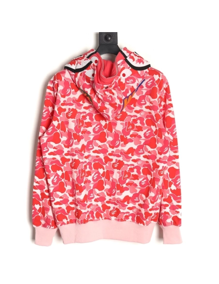 Bape shark head tiger head zipper camouflage double hoodie,Cheap Replica Reps Bape