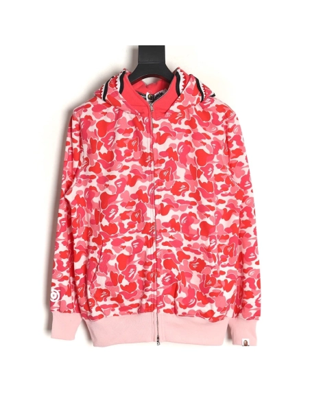 Bape shark head tiger head zipper camouflage double hoodie,Cheap Replica Reps Bape