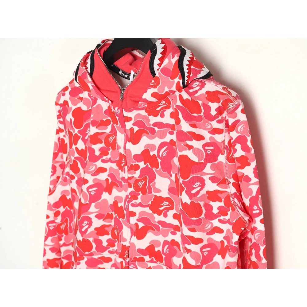 Bape shark head tiger head zipper camouflage double hoodie,Cheap Replica Reps Bape