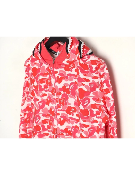 Bape shark head tiger head zipper camouflage double hoodie,Cheap Replica Reps Bape