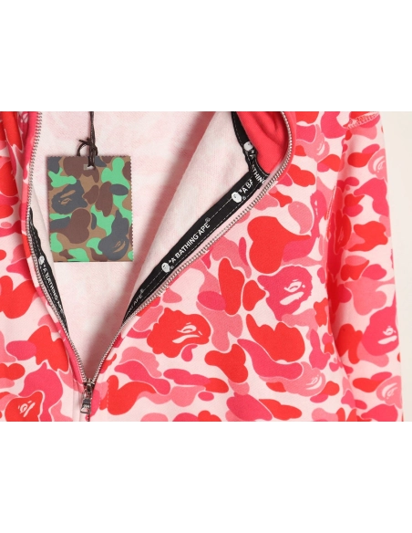 Bape shark head tiger head zipper camouflage double hoodie,Cheap Replica Reps Bape