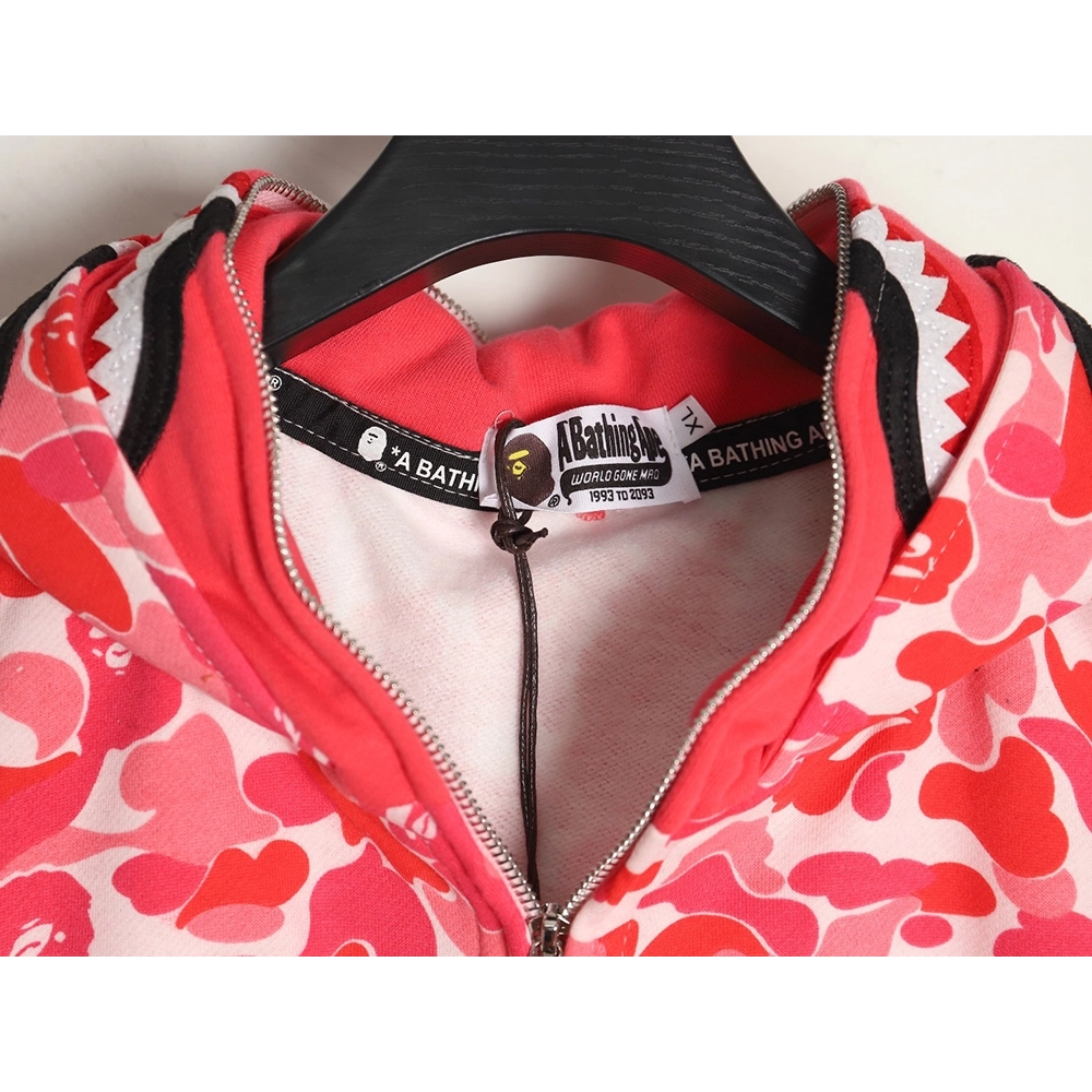 Bape shark head tiger head zipper camouflage double hoodie,Cheap Replica Reps Bape