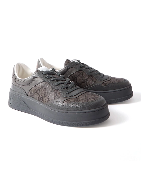 Gucci Lace Up Sneaker GG Monogram Grey,GUCCI SHOES,Other Brand Sneakers
