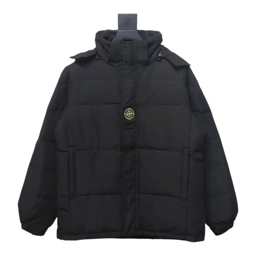 Stone Island Solid Zip Hooded Down Jacket,Stone Island Jacket,Jacket,APPAREL