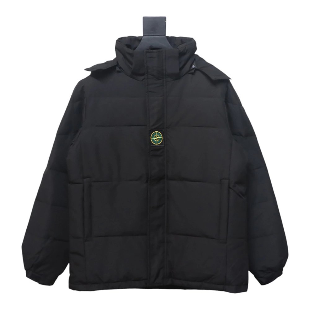 Stone Island Solid Zip Hooded Down Jacket,Stone Island Jacket,Jacket,APPAREL