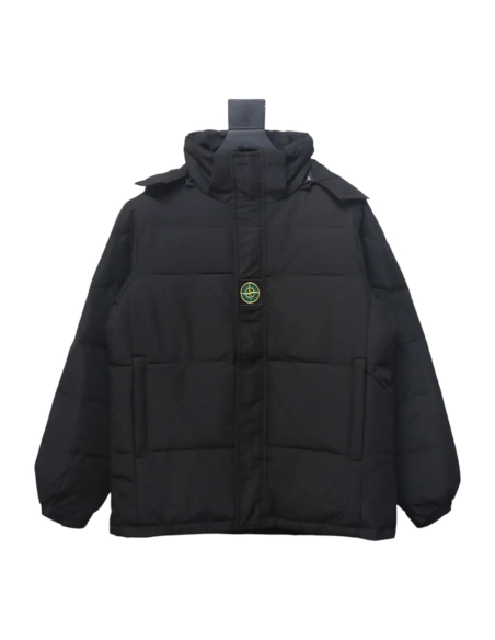 Stone Island Solid Zip Hooded Down Jacket,Stone Island Jacket,Jacket,APPAREL