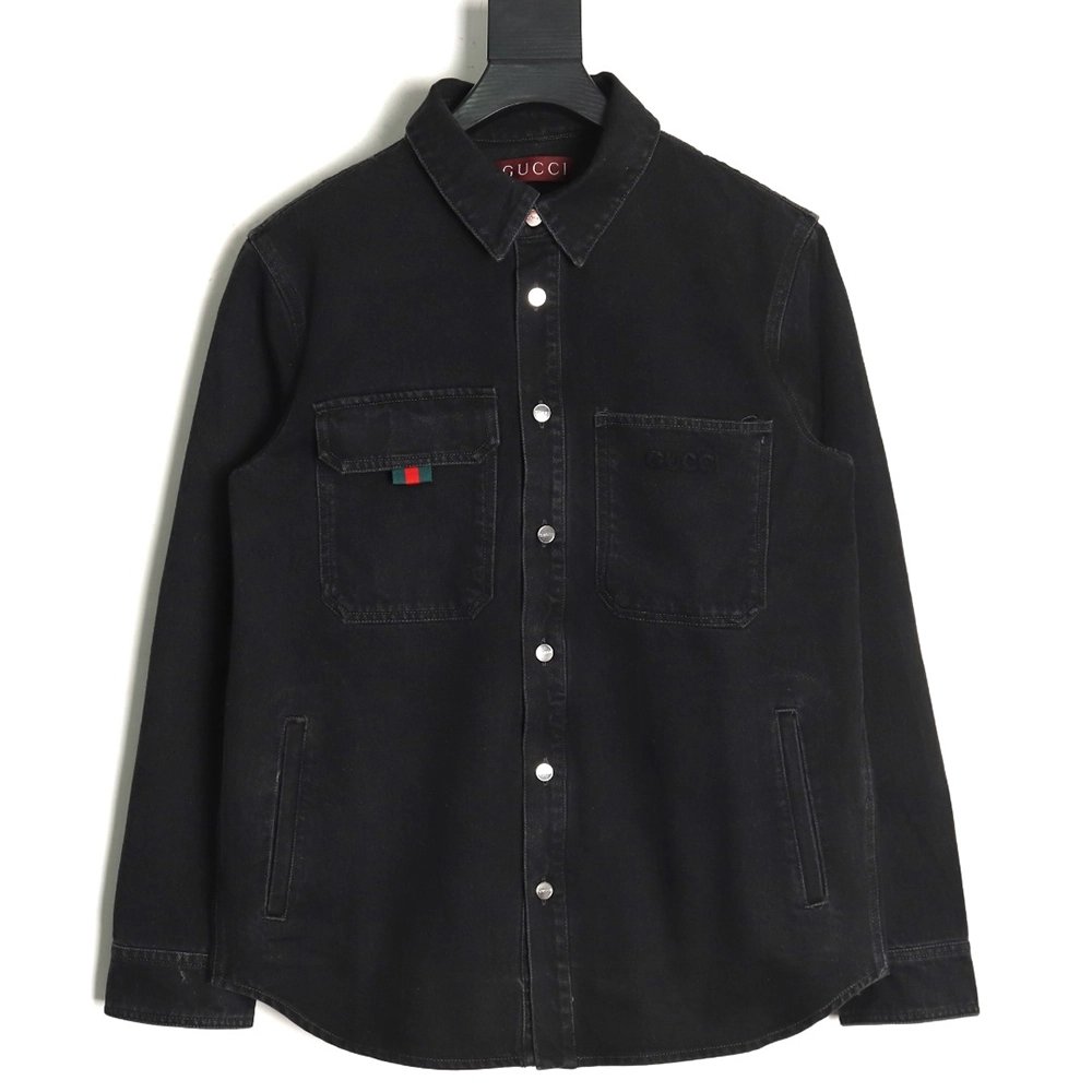 Gucci patch embroidered denim jacket,Gucci Jacket,Jacket,APPAREL