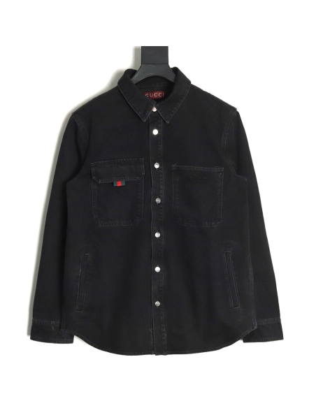 Gucci patch embroidered denim jacket,Gucci Jacket,Jacket,APPAREL