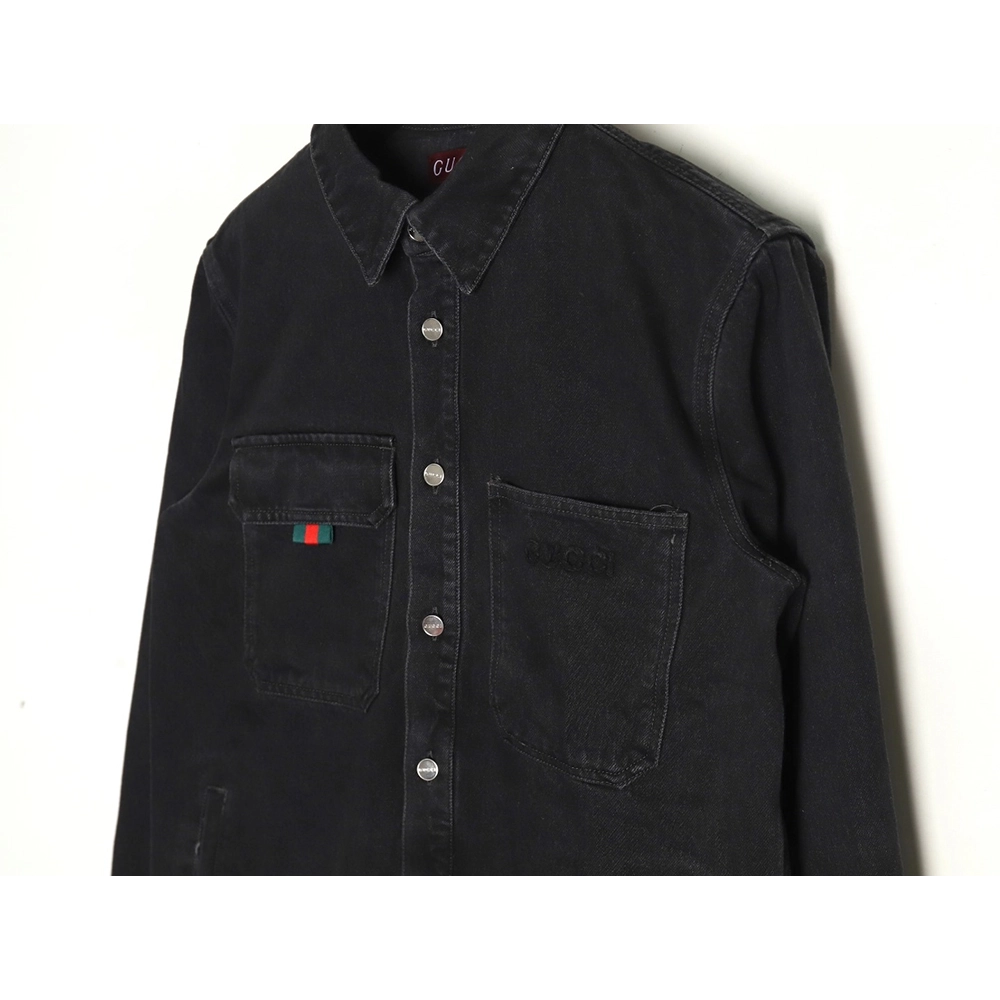 Gucci patch embroidered denim jacket,Gucci Jacket,Jacket,APPAREL