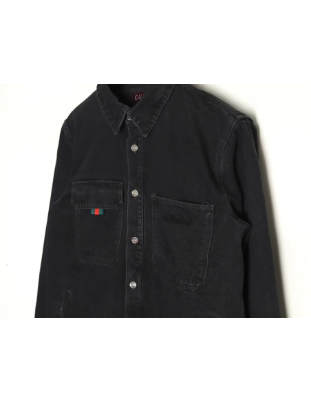 Gucci patch embroidered denim jacket,Gucci Jacket,Jacket,APPAREL