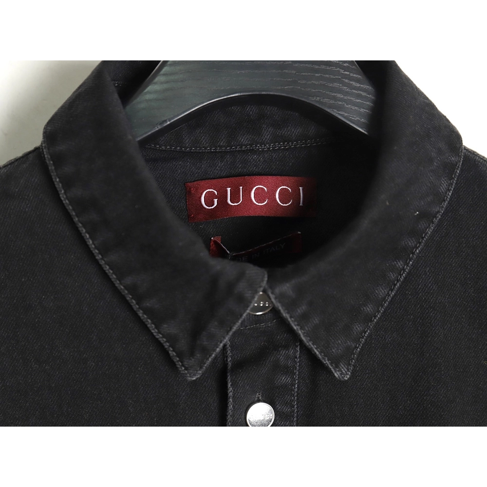 Gucci patch embroidered denim jacket,Gucci Jacket,Jacket,APPAREL