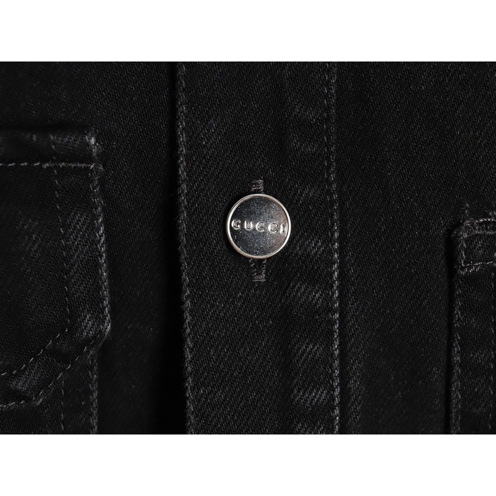 Gucci patch embroidered denim jacket,Gucci Jacket,Jacket,APPAREL