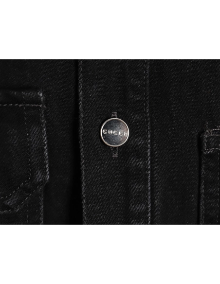 Gucci patch embroidered denim jacket,Gucci Jacket,Jacket,APPAREL