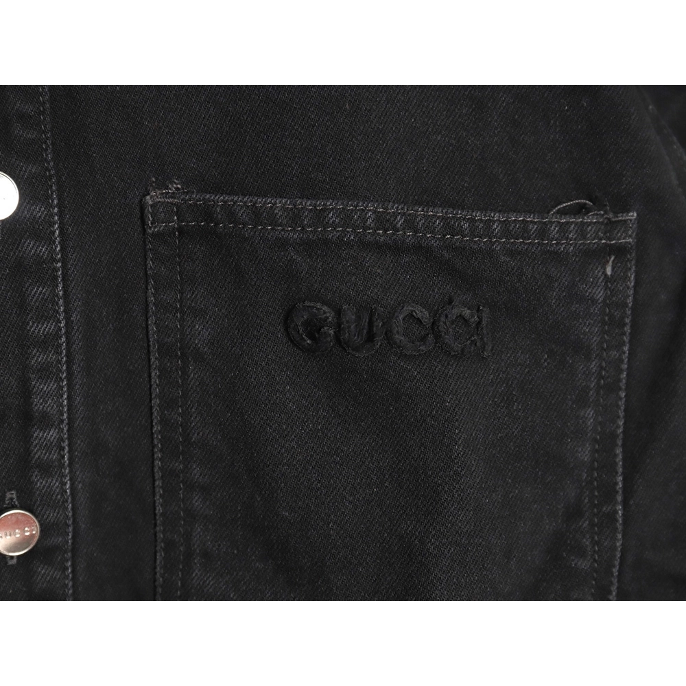 Gucci patch embroidered denim jacket,Gucci Jacket,Jacket,APPAREL