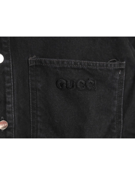 Gucci patch embroidered denim jacket,Gucci Jacket,Jacket,APPAREL