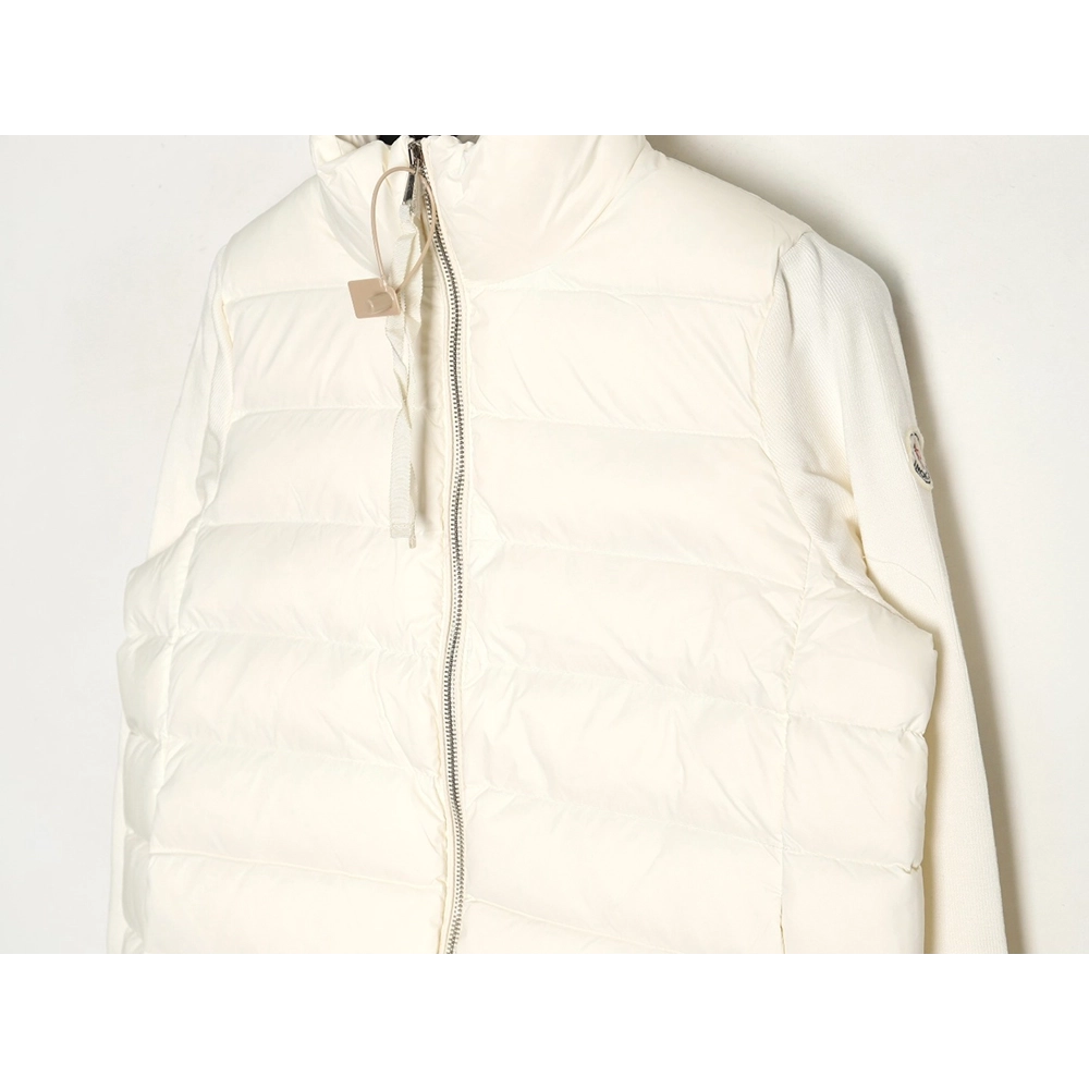 Moncler patchwork knitted stand collar lightweight down jacket,Moncler Jacket,Jacket,APPAREL