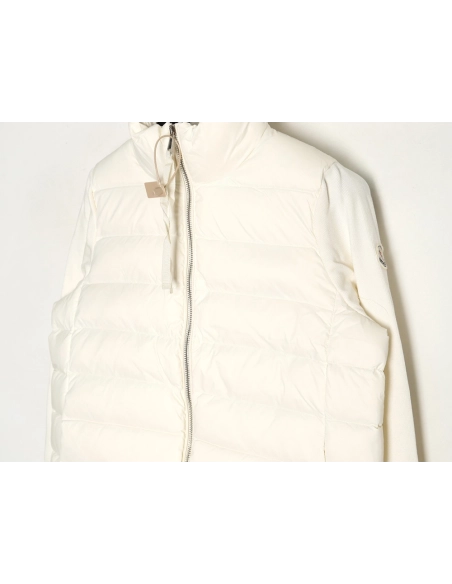 Moncler patchwork knitted stand collar lightweight down jacket,Moncler Jacket,Jacket,APPAREL