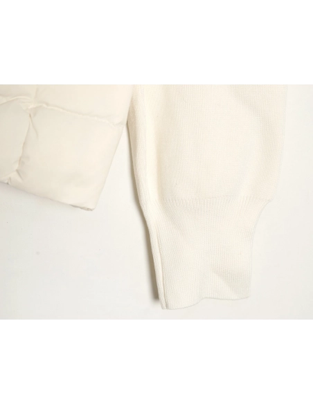 Moncler patchwork knitted stand collar lightweight down jacket,Moncler Jacket,Jacket,APPAREL