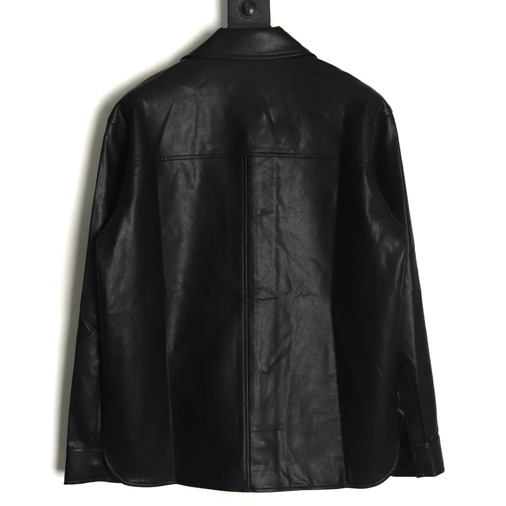 Loewe singlepocket zippered button leather jacket,Loewe Jacket,Jacket,APPAREL