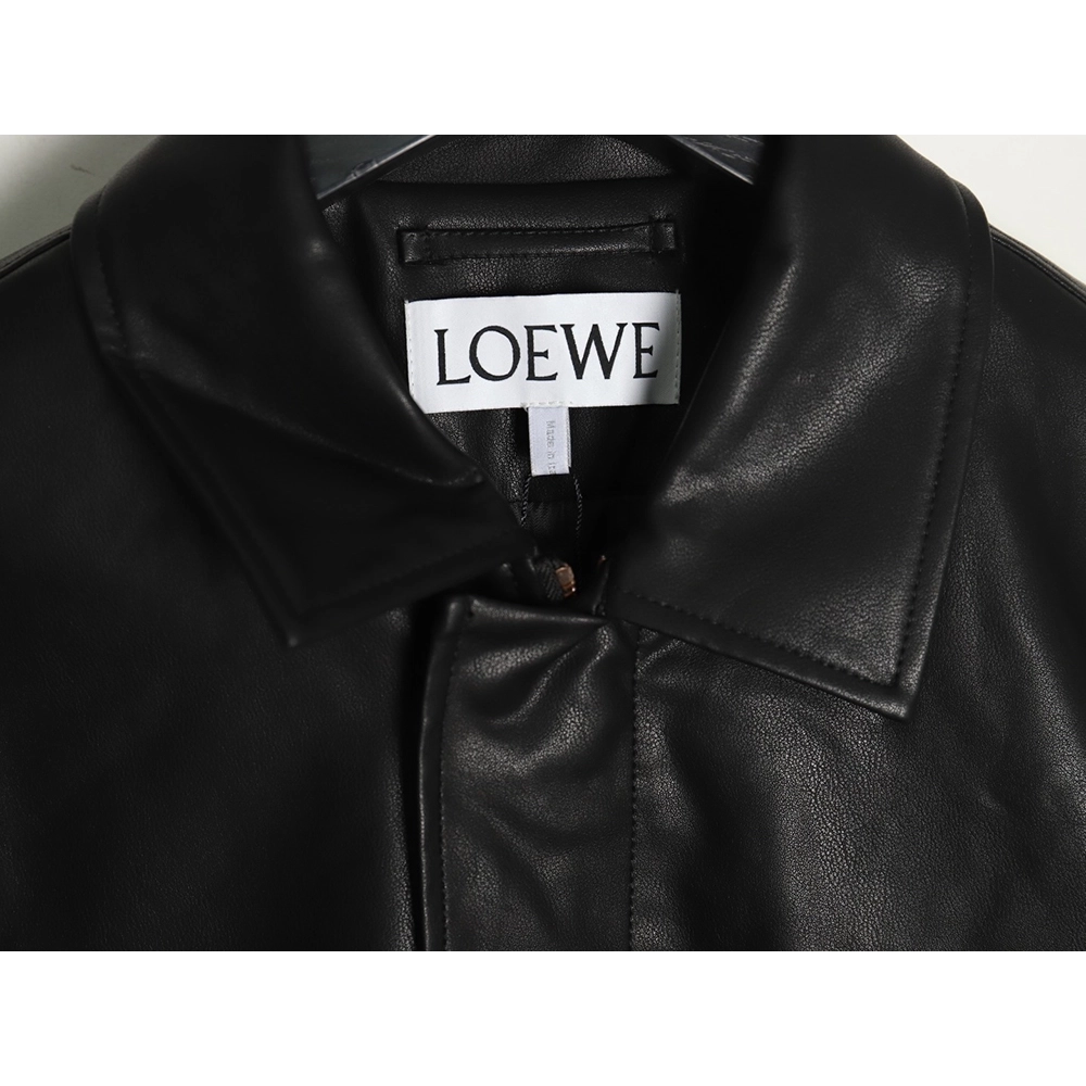 Loewe singlepocket zippered button leather jacket,Loewe Jacket,Jacket,APPAREL