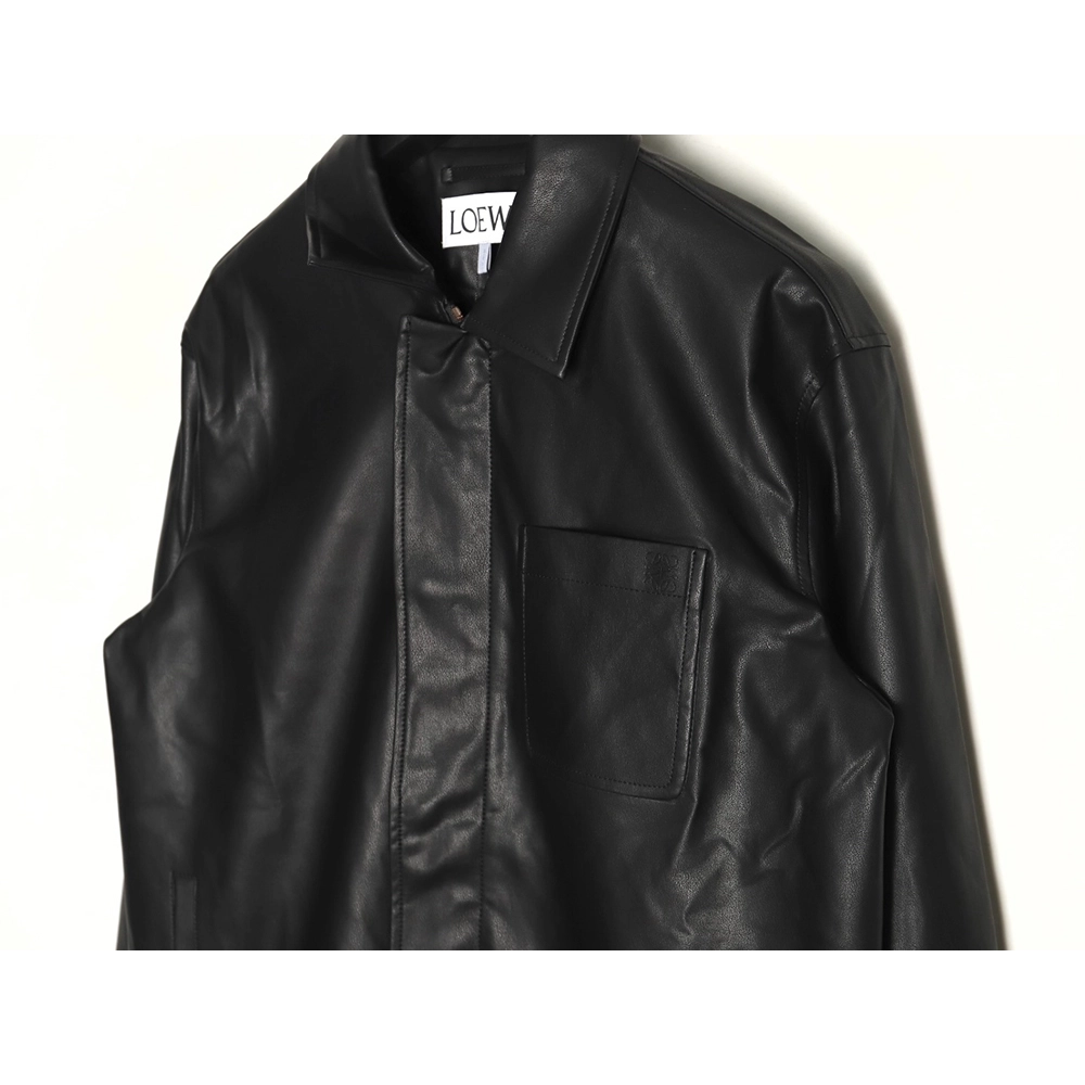Loewe singlepocket zippered button leather jacket,Loewe Jacket,Jacket,APPAREL