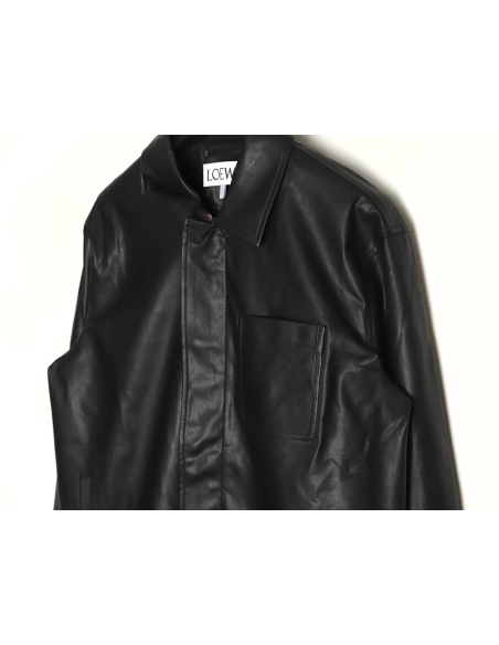 Loewe singlepocket zippered button leather jacket,Loewe Jacket,Jacket,APPAREL