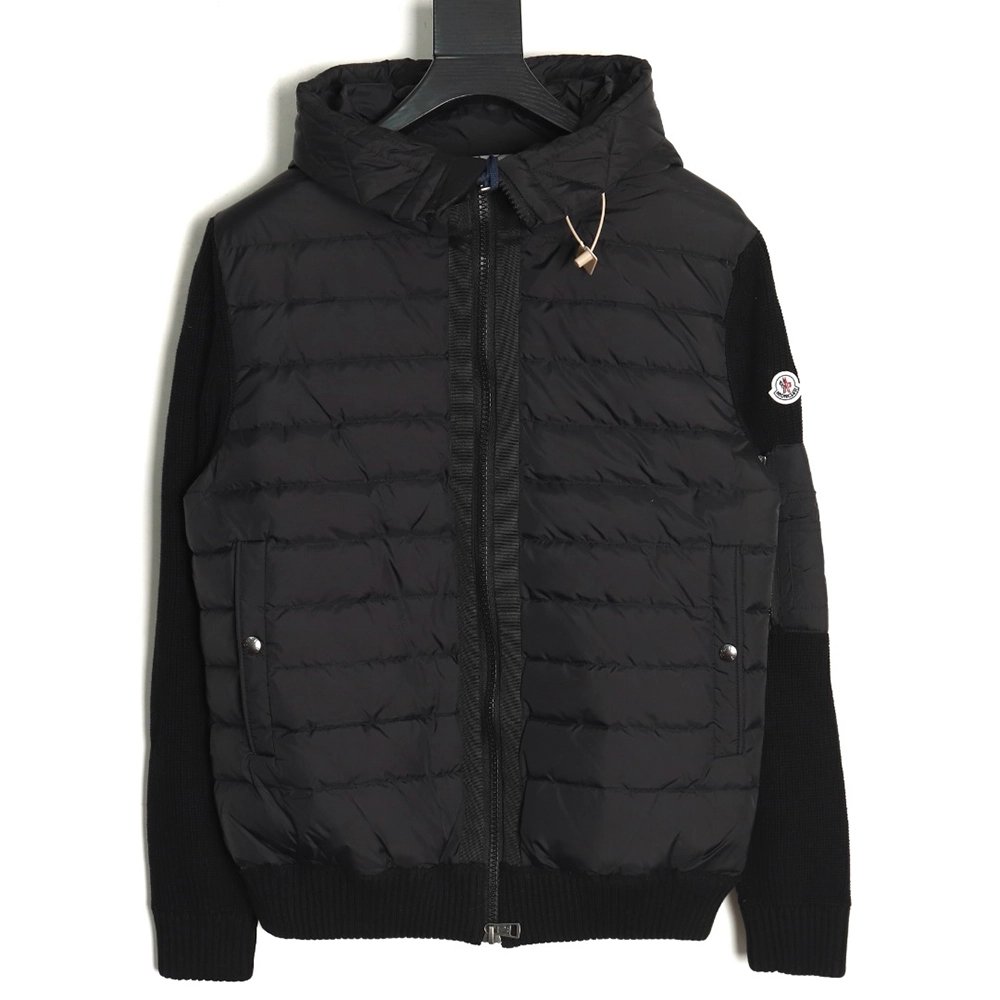 Moncler patchwork knitted hooded lightweight down jacket,Moncler Jacket,Jacket,APPAREL