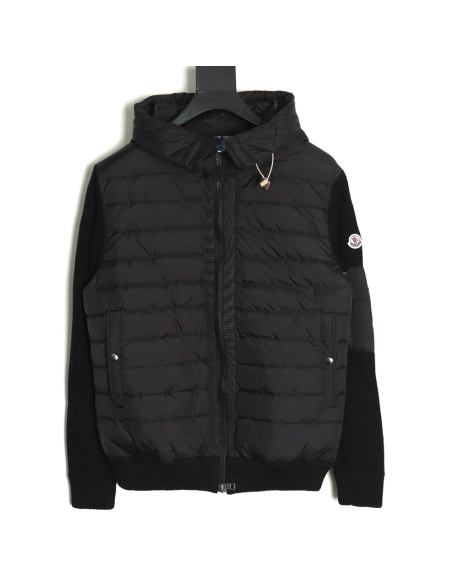 Moncler patchwork knitted hooded lightweight down jacket,Moncler Jacket,Jacket,APPAREL