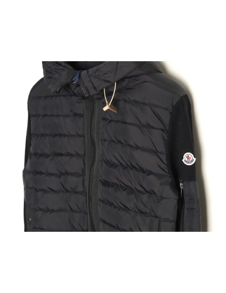 Moncler patchwork knitted hooded lightweight down jacket,Moncler Jacket,Jacket,APPAREL