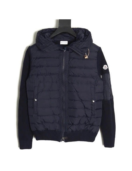 Moncler patchwork knitted hooded lightweight down jacket,Moncler Jacket,Jacket,APPAREL