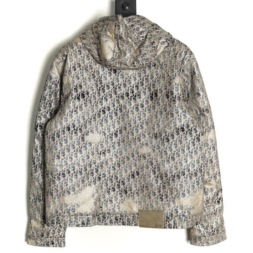 Dior all over print jacquard hooded down jacket,Dior Jacket,Jacket,APPAREL