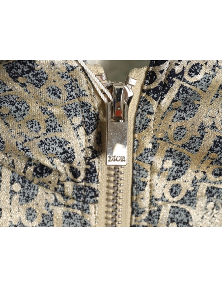 Dior all over print jacquard hooded down jacket,Dior Jacket,Jacket,APPAREL